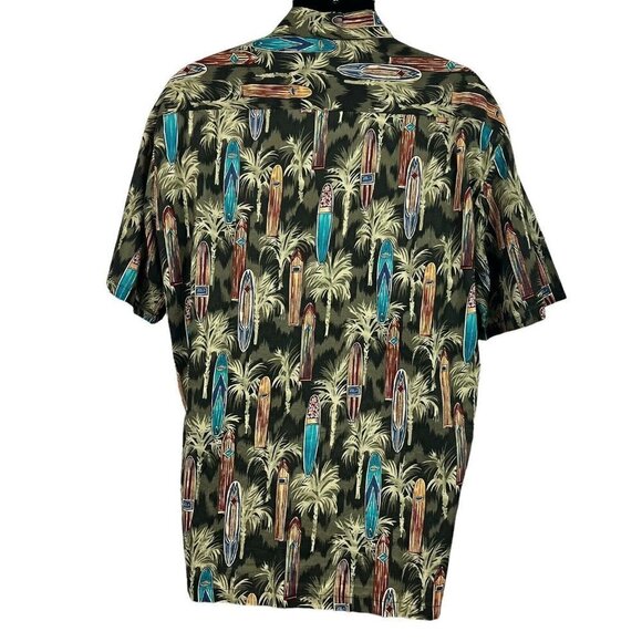 Kalaheo Mens Surfboard Palm Trees Hawaiian Shirt Green Large - Picture 5 of 8